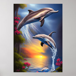 Mooie dolfijn duo in het paradijs poster