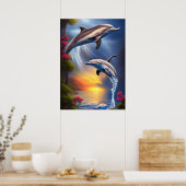 Mooie dolfijn duo in het paradijs poster (Keuken)