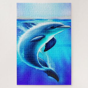 Mooie dolfijn in oceaankunst legpuzzel