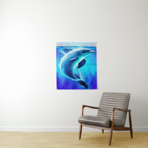 Mooie dolfijn in oceaankunst wandkleed