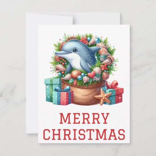 Mooie Dolfijn Kerstkaart (Voorkant)