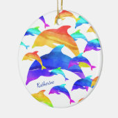Mooie dolfijnen in regenboog met de naam Kerstmis Keramisch Ornament (Links)
