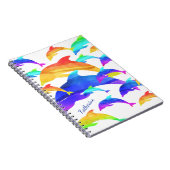 Mooie dolfijnen in regenboog met voornaam notitieboek (Rechterzijde)