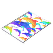 Mooie dolfijnen in regenboog met voornaam notitieboek (Linkerzijde)