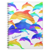 Mooie dolfijnen in regenboog met voornaam notitieboek (Voorkant)