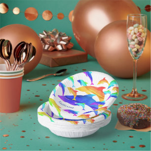 Mooie dolfijnen in regenboog met voornaam papieren kommen