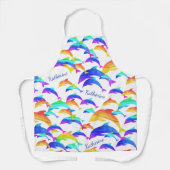 Mooie dolfijnen in regenboog met voornaam schort (Voorkant)
