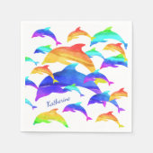 Mooie dolfijnen in regenboog met voornaam servet (Voorkant)