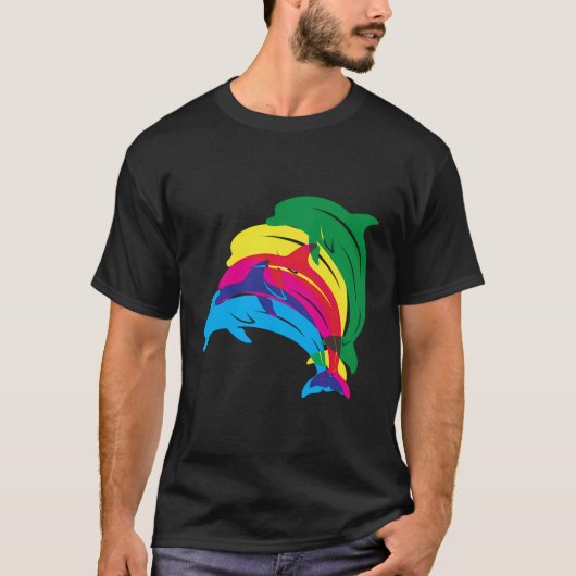 Mooie dolfijnen springen gekleurde oceaan cadeau t-shirt (Voorkant)