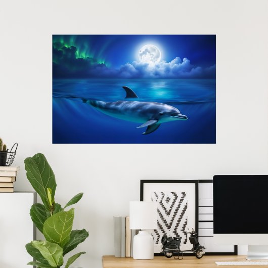 Mooie Dolphin Ocean Zee Nautische Kunst Poster (Thuiskantoor)