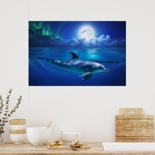 Mooie Dolphin Ocean Zee Nautische Kunst Poster