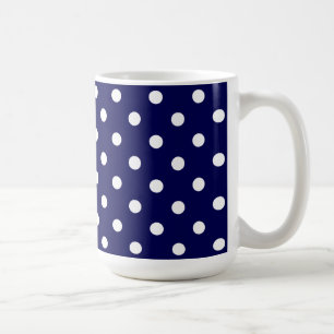 Mooie donkerblauwe en stijlvolle witte polka stipp koffiemok