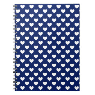 Mooie donkerblauwe en witte harten notitieboek