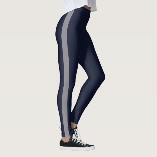 Mooie donkere blauwe grijze streep Leggings (Rechts)
