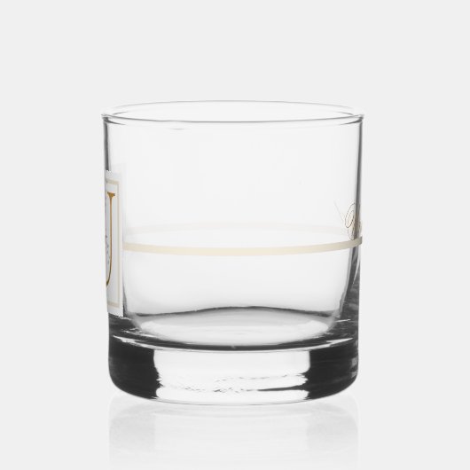 Mooie donkere bloemige goud versierd monogram U Whisky Glas (Links)
