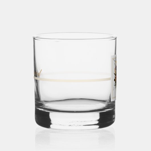 Mooie donkere bloemige goud versierd monogram U Whisky Glas (Rechts)