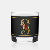 Mooie donkere bloemige versierde gouden monogram S Whisky Glas (Voorkant)