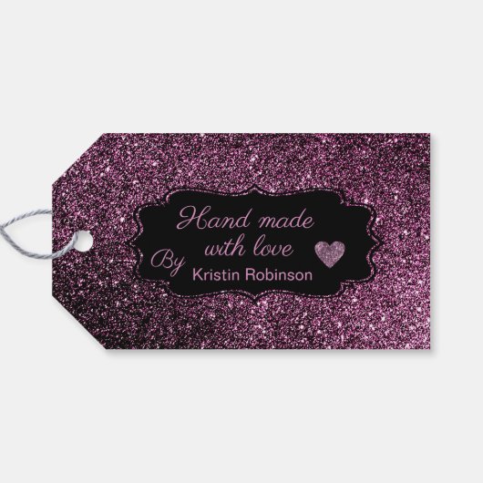 Mooie donkere gliters geven labels een cadeautje cadeaulabel (Achterkant Horizontaal)