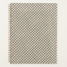 Mooie donkergroene pastelroze ruitenpatroon planner