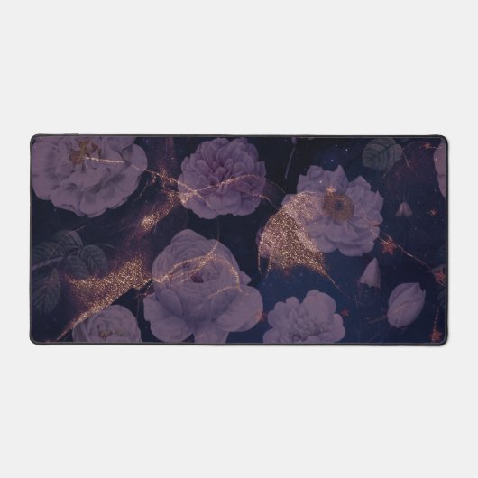 Mooie donkerpaarse bloemen groot bureaumat (Voorkant)