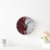 Mooie donkerrode en zilvergrijze snijbloemen ronde klok (Huis)