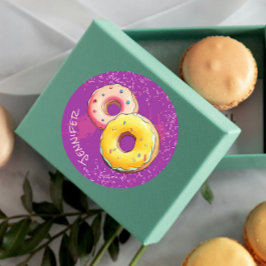 Mooie Donut Acht Paarse Spikkels Ronde Sticker