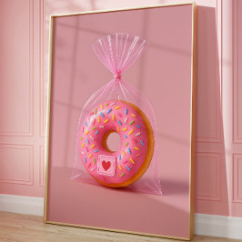 Mooie Donut Muurkunst, Roze Esthetische Keuken Poster