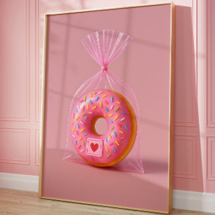 Mooie Donut Muurkunst, Roze Esthetische Keuken Poster