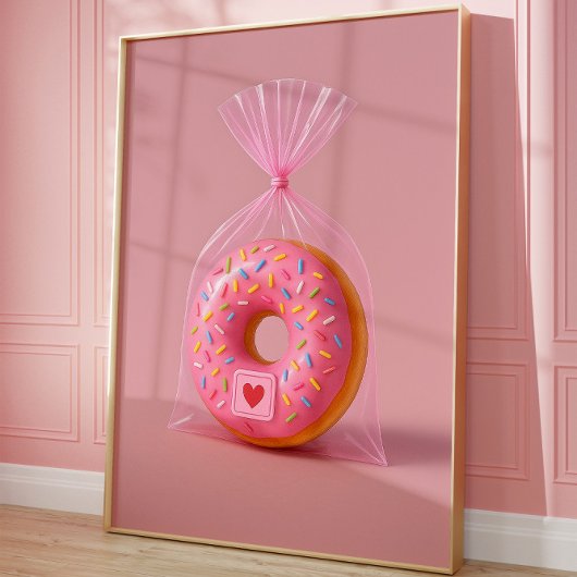 Mooie Donut Muurkunst, Roze Esthetische Keuken Poster