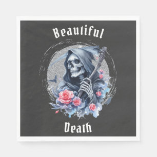 Mooie Dood Vintage Grim Reaper Bloem Glitter Servet