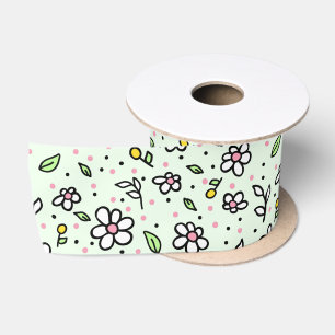 Mooie Doodle Madeliefjes Bloemen Cute Meisjesachti Satijnen Lint