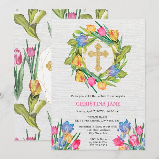 Mooie Doop Bloemen Kaart (Voorkant / Achterkant)