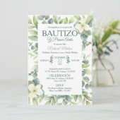 Mooie Doop en Eerste verjaardag Groene Bladeren Kaart (Staand voorkant)