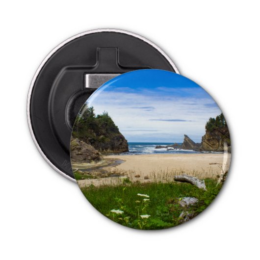 Mooie doorlatende magnetische flessenopening button flesopener (Voorkant)