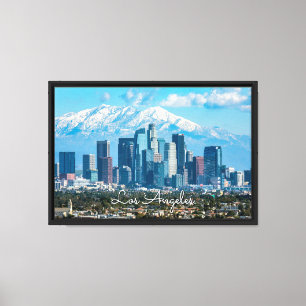 Mooie Downtown Los Angeles met besneeuwde Mt Canvas Afdruk