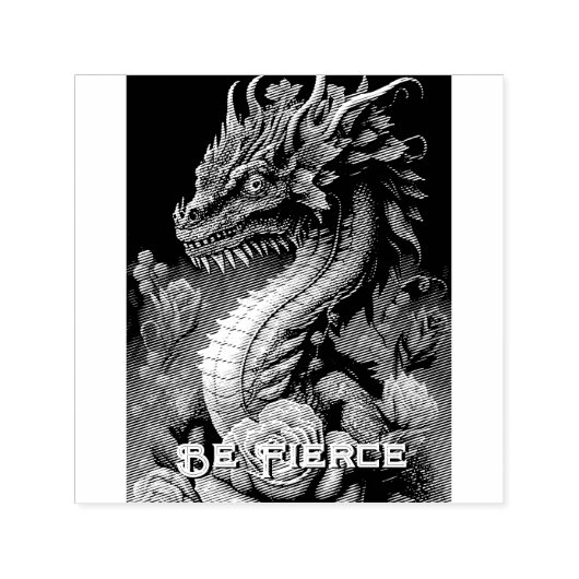 Mooie draak en bloemen zelfinktende stempel (Design)