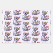 Mooie Draak met Elegant Kroon Patterned Inpakpapier Vel (Voorkant)