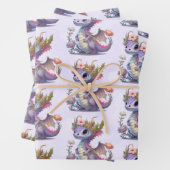 Mooie Draak met Elegant Kroon Patterned Inpakpapier Vel (In situ)