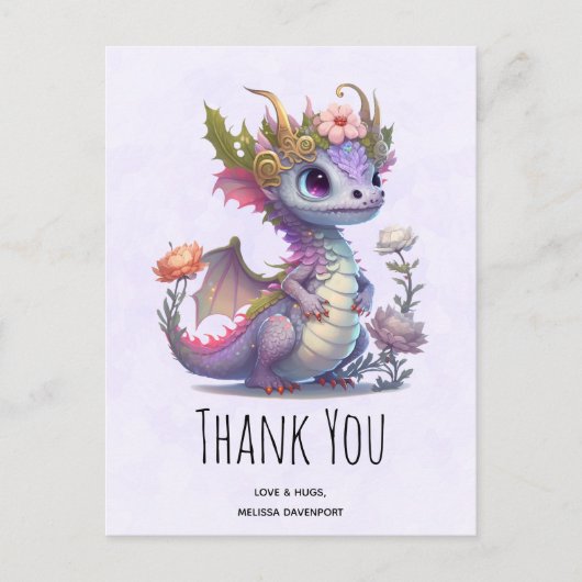 Mooie Draak met Elegante Kroon Dank Je Briefkaart (Voorkant)