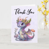 Mooie draak met elegante kroon Dank u Kaart (Gele Bloem)