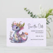Mooie draak met elegante kroon save the date (Staand voorkant)
