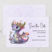 Mooie draak met elegante kroon save the date (Voorkant / Achterkant)