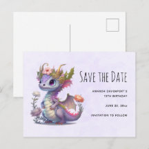 Mooie draak met elegante kroon Save the Date