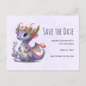 Mooie draak met elegante kroon Save the Date Uitnodiging Briefkaart (Voorkant)