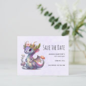 Mooie draak met elegante kroon Save the Date Uitnodiging Briefkaart (Staand voorkant)
