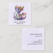 Mooie draak met elegante kroon vierkante visitekaartje (Voorkant / Achterkant)