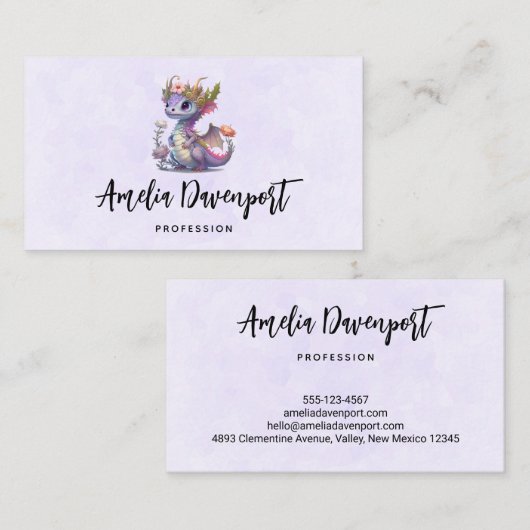 Mooie draak met elegante kroon visitekaartje (Voorkant / Achterkant)