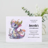 Mooie draak met elegante kroonverjaardag kaart (Staand voorkant)