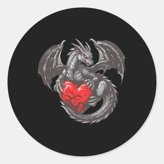 Mooie Draak Met Groot Rode Hart Outfit Ronde Sticker (Voorkant)