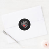 Mooie Draak Met Groot Rode Hart Outfit Ronde Sticker (Envelop)